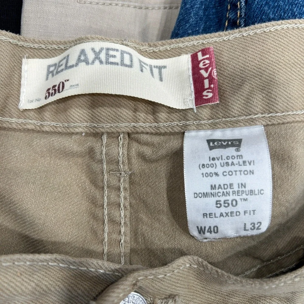Y2K Vtg Levis Jeans Mens 40x32 550 Relaxed Fit Khaki Denim Pants Cotton Tapered
